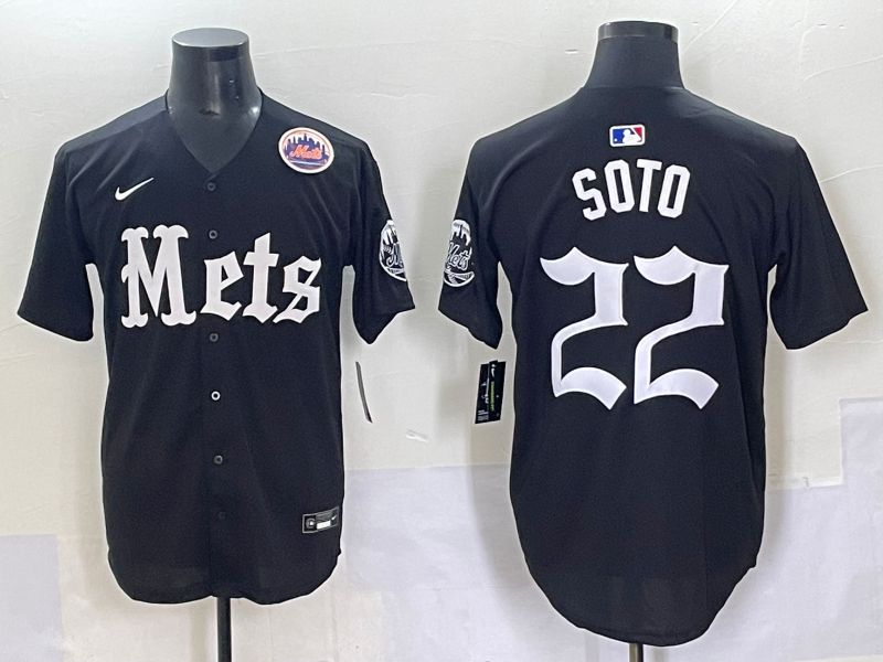 Men 2025 New York Mets #22 Soto Black Five generations Joint Name Nike MLB Jersey style 11